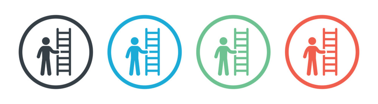 Man standing with ladder isolated icon vector illustration design