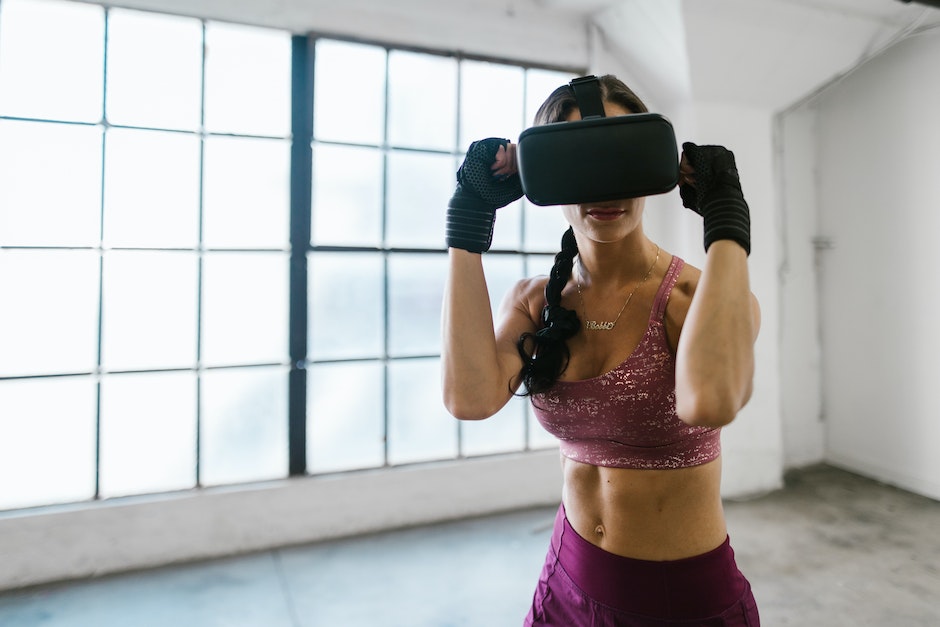 Fit Woman using Virtual Reality Glasses
