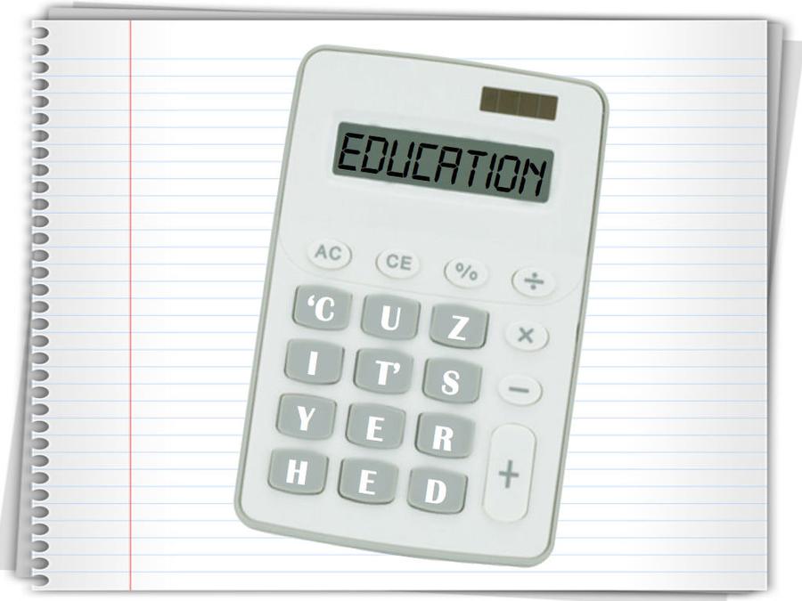 Education Calculator on Notebook - chat logo with the title'chat '