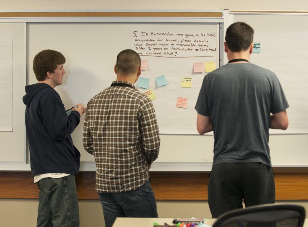 File:Wikipedia in Higher Education Summit attendees participating in activity - from behind.jpg - Im