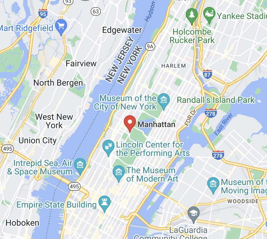 Google map of Manhattan