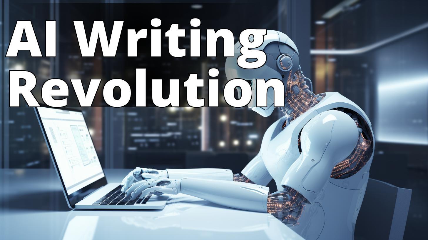 An image showing a futuristic robot writing content on a computer screen.