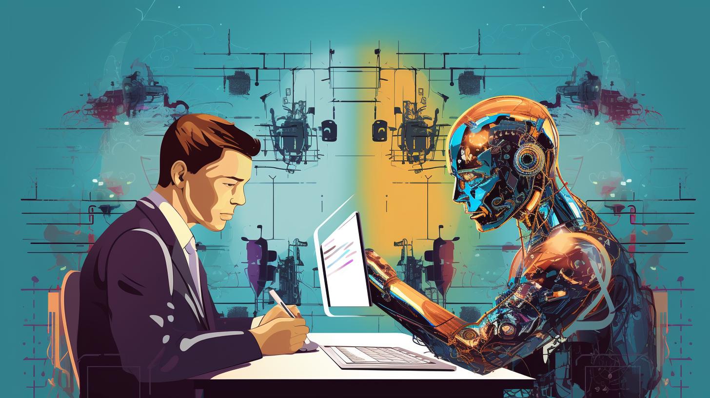 The featured image for this article could be a graphic representation of a human and a robot working